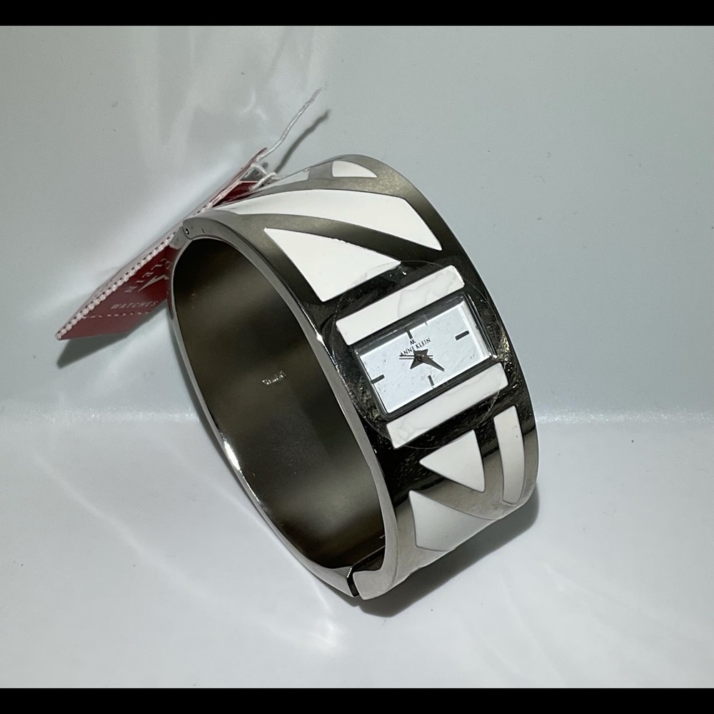 NWT Anne Klein White and silver bangle watch